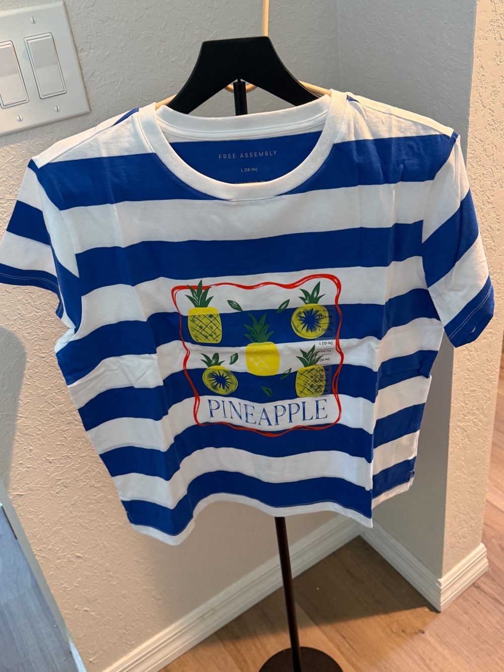 Free Assembly Blue & White Striped Pineapple Graphic Tee -